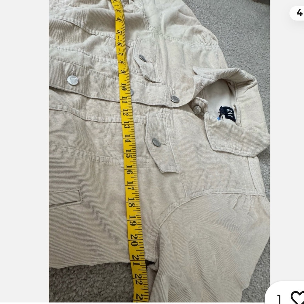 GAP Women's Cream Corduroy Jean Jacket - Picture 9 of 10